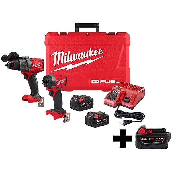Milwaukee Tool M18 FUEL 2-Tool Kit, M18 XC5.0 Battery - 3697-22, 48-11-1850