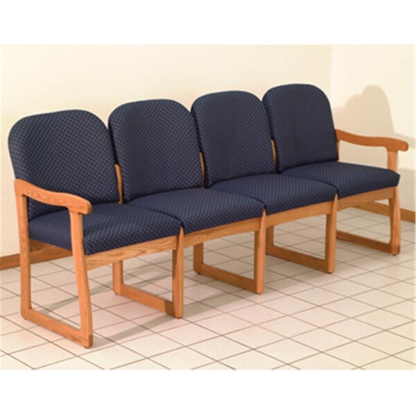 Wooden Mallet Prairie Four Seat Sofa in Medium Oak - Arch Blue - DW8-4MOAB