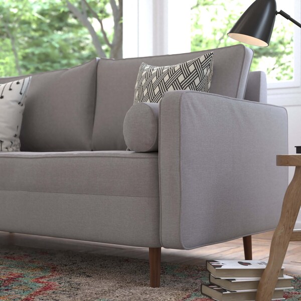 Flash Furniture Slate Gray Faux Linen Upholstered Tufted Sofa - IS-PS100-GY-GG