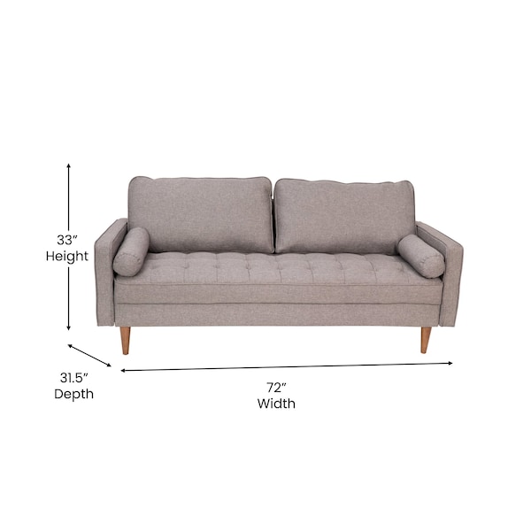 Flash Furniture Slate Gray Faux Linen Upholstered Tufted Sofa - IS-PS100-GY-GG