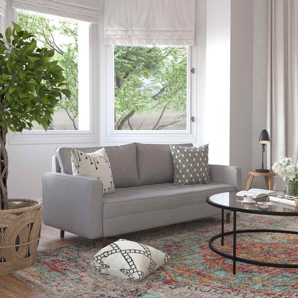 Flash Furniture Slate Gray Faux Linen Upholstered Tufted Sofa - IS-PS100-GY-GG