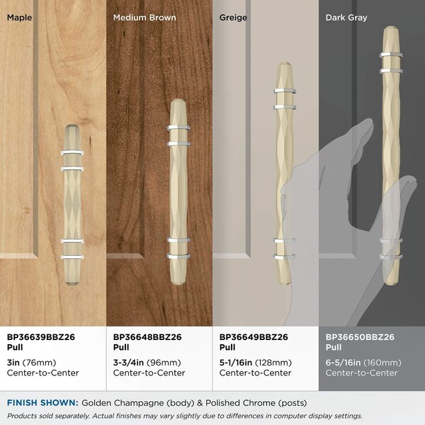 Amerock London 6-5/16 in 160 mm Center-to-Center Golden Champagne/Polished Chrome Cabinet Pull - BP36650BBZ26