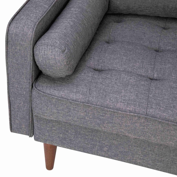 Flash Furniture Dark Gray Faux Linen Upholstered Tufted Loveseat - IS-PL100-DKGY-GG