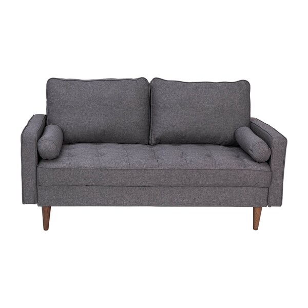 Flash Furniture Dark Gray Faux Linen Upholstered Tufted Loveseat - IS-PL100-DKGY-GG