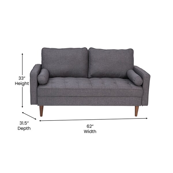 Flash Furniture Dark Gray Faux Linen Upholstered Tufted Loveseat - IS-PL100-DKGY-GG