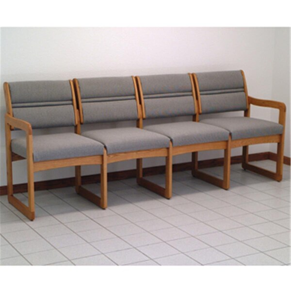 Wooden Mallet Valley Four Seat Sofa in Medium Oak - Charcoal Grey - DW2-4MOCG