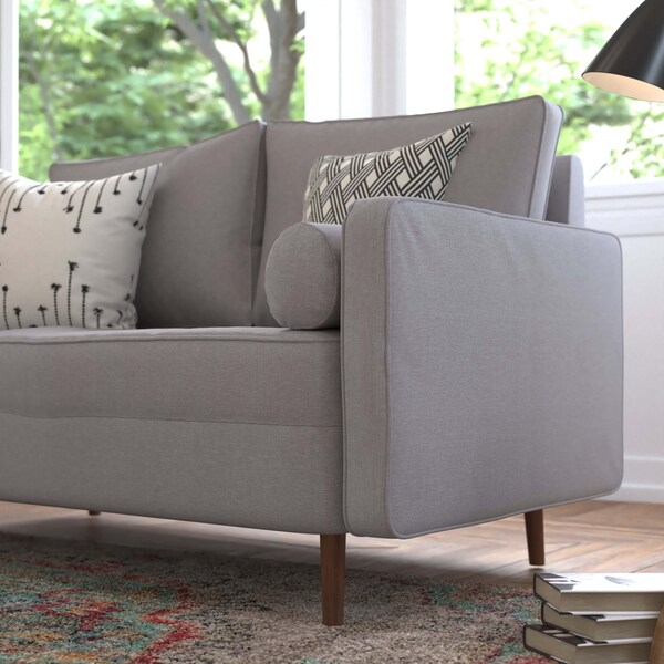 Flash Furniture Slate Gray Faux Linen Upholstered Tufted Loveseat - IS-PL100-GY-GG
