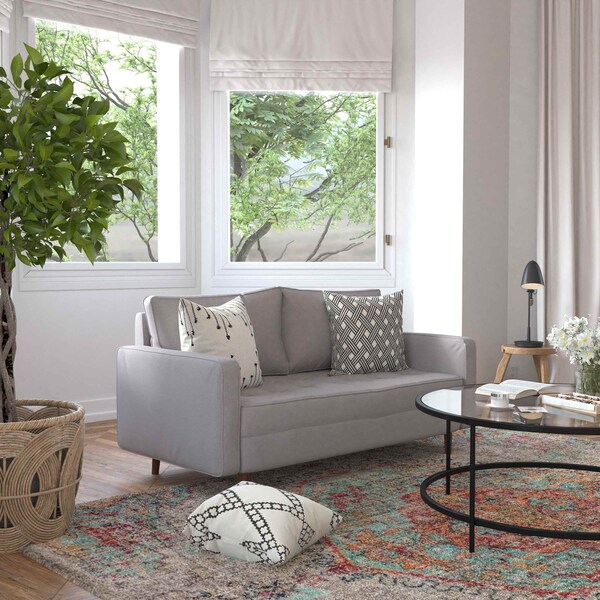 Flash Furniture Slate Gray Faux Linen Upholstered Tufted Loveseat - IS-PL100-GY-GG