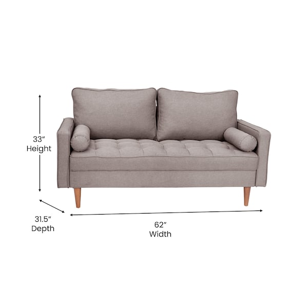 Flash Furniture Slate Gray Faux Linen Upholstered Tufted Loveseat - IS-PL100-GY-GG
