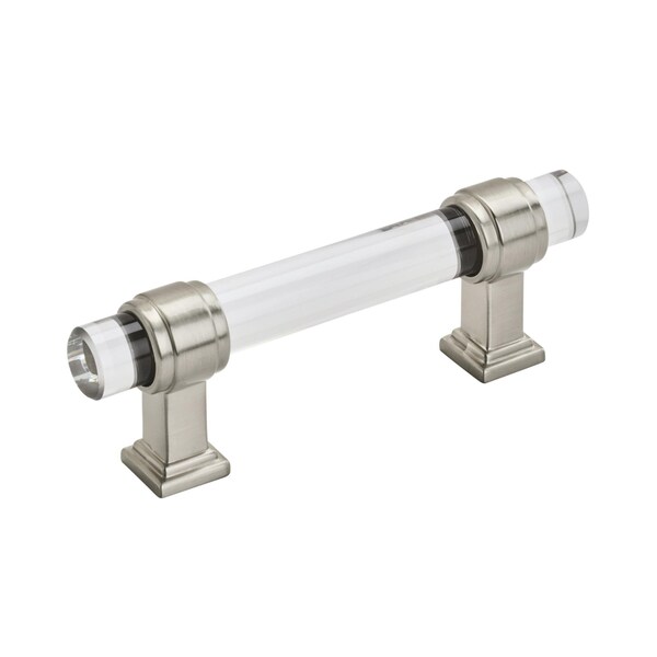 Amerock Glacio 3 in 76 mm Center-to-Center Clear/Satin Nickel Cabinet Pull - BP36659CG10