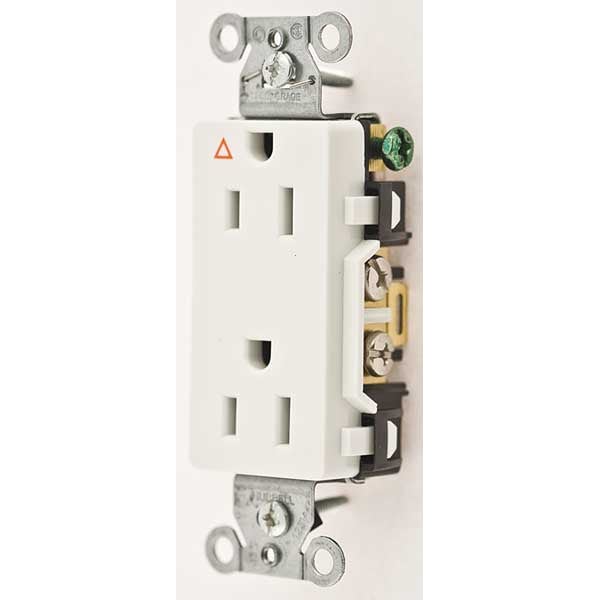 Hubbell Receptacle, 15 A Amps, 125V AC, Flush Mount, Decorator Duplex Outlet, 5-15R, White - IG15DRW