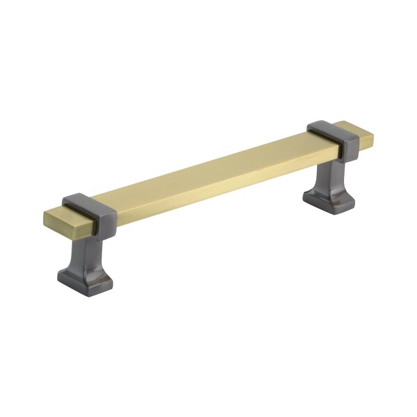 Amerock Overton 5-1/16 in 128 mm Center-to-Center Brushed Gold/Black Chrome Cabinet Pull - BP36682BGLBCR