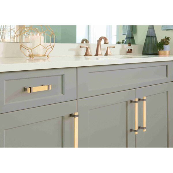 Amerock Overton 5-1/16 in 128 mm Center-to-Center Brushed Gold/Black Chrome Cabinet Pull - BP36682BGLBCR