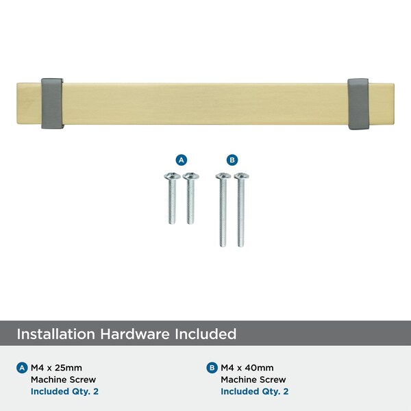 Amerock Overton 5-1/16 in 128 mm Center-to-Center Brushed Gold/Black Chrome Cabinet Pull - BP36682BGLBCR