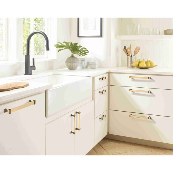 Amerock Overton 5-1/16 in 128 mm Center-to-Center Brushed Gold/Black Chrome Cabinet Pull - BP36682BGLBCR