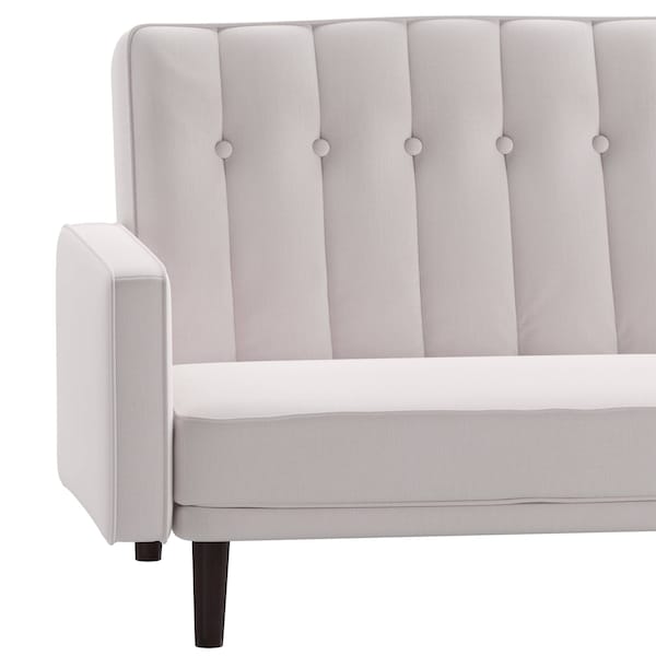 Flash Furniture Stone Faux Linen Split Back Futon Sofa-Wooden Legs - HC-1060-STONE-GG