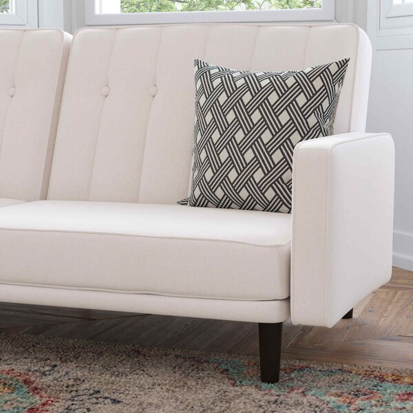 Flash Furniture Stone Faux Linen Split Back Futon Sofa-Wooden Legs - HC-1060-STONE-GG