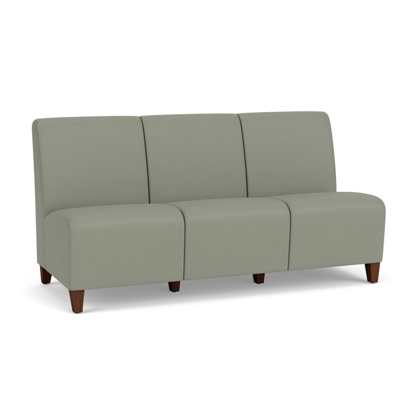 Lesro Siena Armless 3 Seat Tandem Seating No Center Arms, Walnut, RS NightSky Back, MD Farro Seat - SN3102