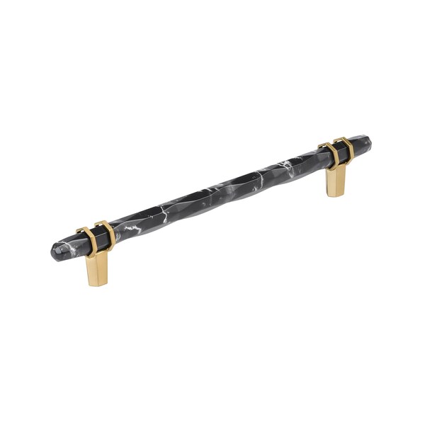 Amerock Carrione 8 inch 203mm Center-to-Center Marble Black/Champagne Bronze Cabinet Pull - BP36663MBKCZ