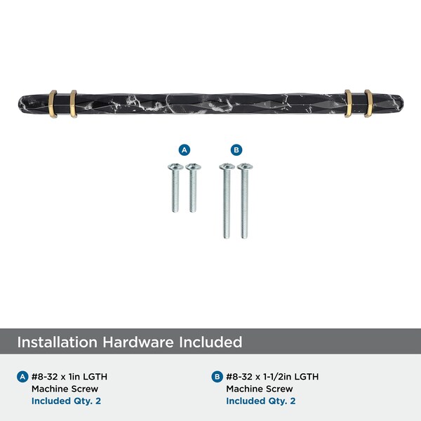 Amerock Carrione 8 inch 203mm Center-to-Center Marble Black/Champagne Bronze Cabinet Pull - BP36663MBKCZ