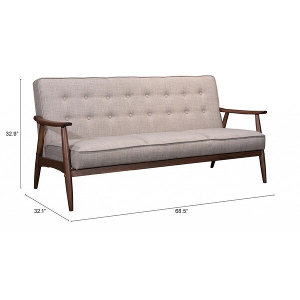 Homeroots 32.9 x 68.5 x 32.1 in. Rocky Sofa, Putty - 396458