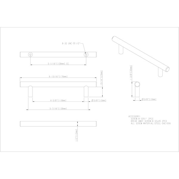 Elements By Hardware Resources 128 mm Center-to-Center Brushed Gold Naples Cabinet Bar Pull - 176BG
