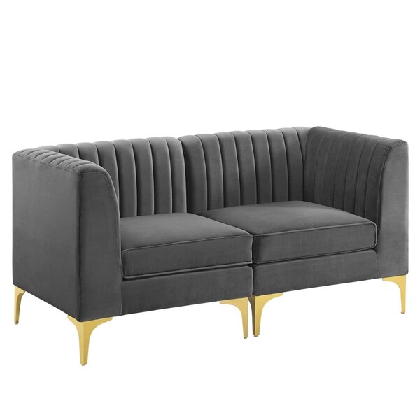 Modway Furniture Modway  Triumph Channel Tufted Performance Velvet Loveseat, Gray - EEI-4346-GRY
