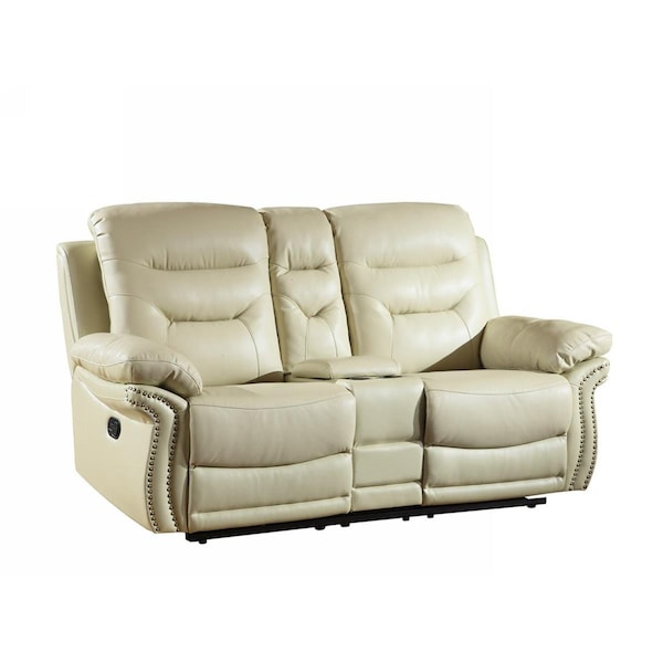 Kd Estanteria Comfortable Leather Console Loveseat, Beige - 44 in. - KD3713409