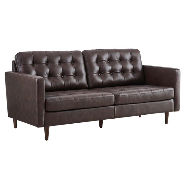 Modway Furniture 34 x 75 x 33 in. Exalt Tufted Vegan Leather Sofa, Brown - EEI-6099-BRN