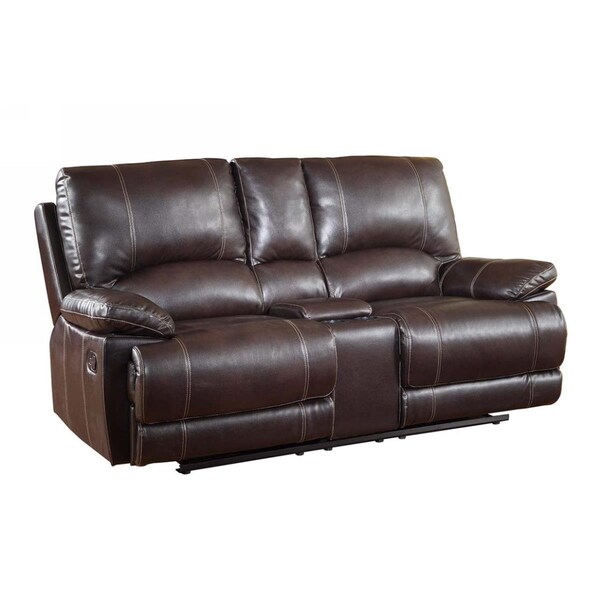 Gfancy Fixtures 41 in. Stylish Brown Leather Console Loveseat - GF3092608
