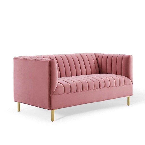Modway Furniture Shift Channel Tufted Performance Velvet Loveseat, Dusty Rose - EEI-4131-DUS