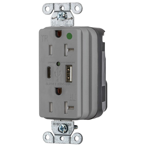 Hubbell USB Receptacles SNAP8300UACGY - SNAP8300UACGY