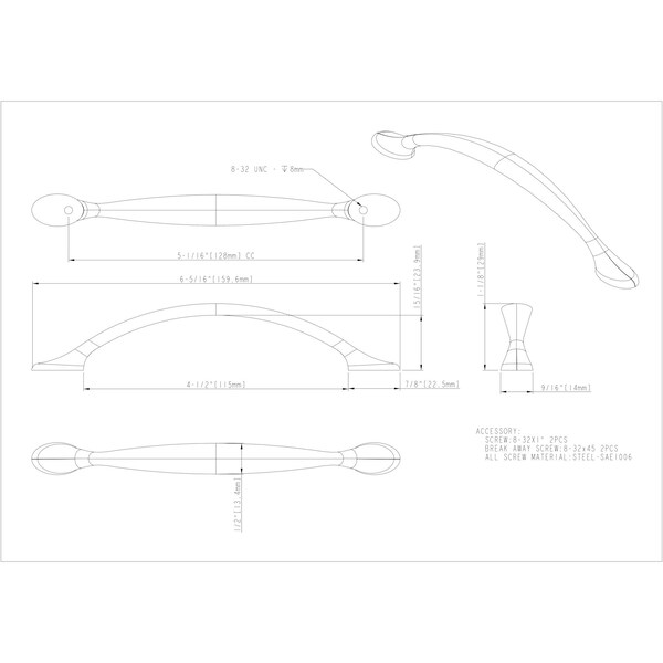 Elements By Hardware Resources 128 mm Center-to-Center Satin Bronze Arched Somerset Cabinet Pull - 80815-SBZ