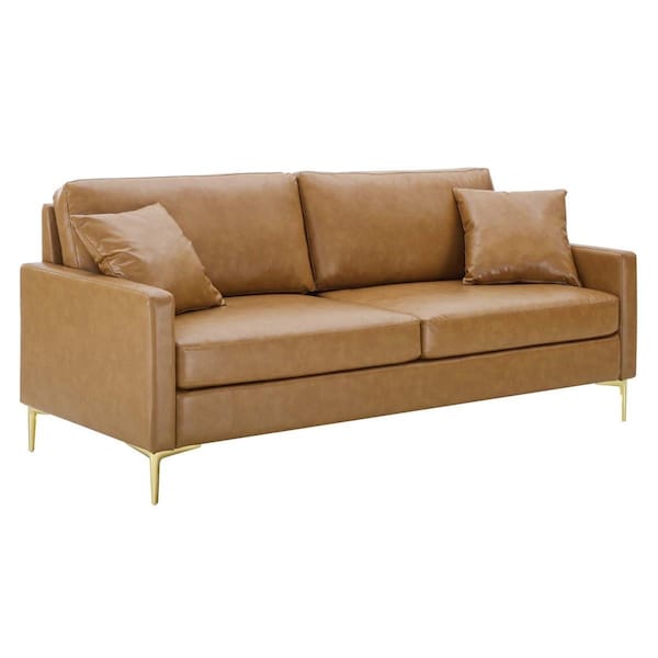 Modway Furniture 32 x 32 x 75 in. Juliana Vegan Leather Sofa, Tan - EEI-4448-TAN