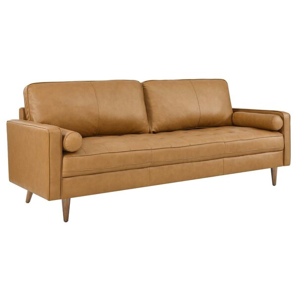 Modway Furniture 88 in. Valour Leather Sofa, Tan - EEI-5871-TAN