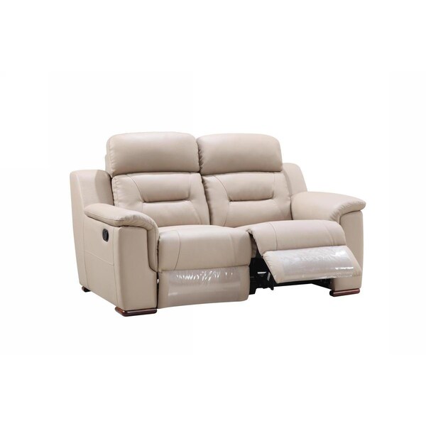 Homeroots 67 x 41 x 41 in. Modern Beige Leather Loveseat - 343908