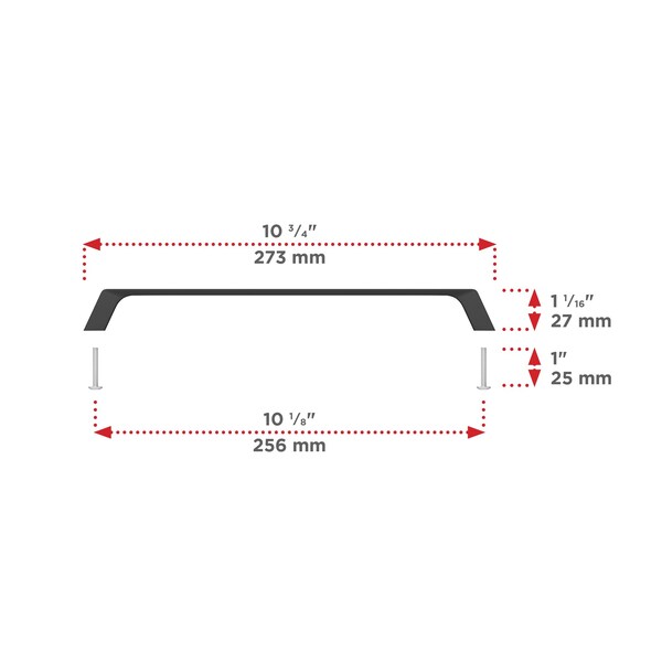 Richelieu 10 1/8 in (256 mm) Center-to-Center Matte Black Contemporary Cabinet Pull - BP7348256900
