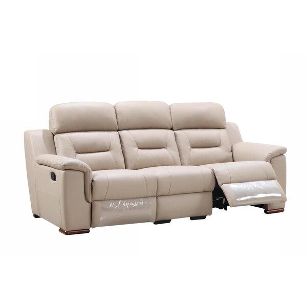 Gfancy Fixtures 90 x 41 x 41 in. Modern Beige Leather Reclining Sofa - GF3092254