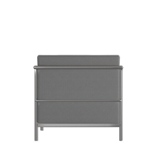 Flash Furniture Gray LeatherSoft Loveseat with Double Bar Frame - ZB-REGAL-810-2-LS-GY-GG