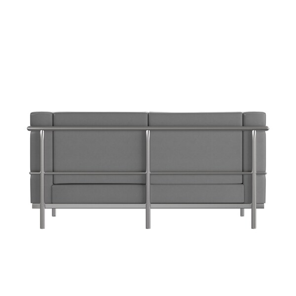 Flash Furniture Gray LeatherSoft Loveseat with Double Bar Frame - ZB-REGAL-810-2-LS-GY-GG