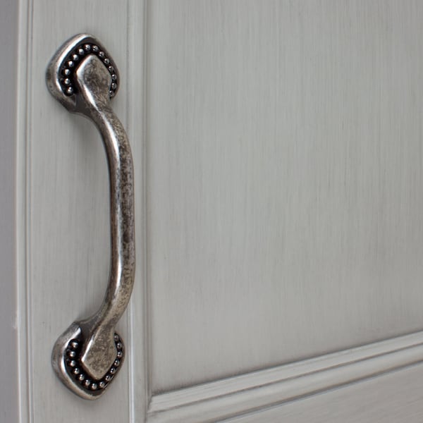 Gliderite Hardware 3 in. Center to Center  Weathered Nickel Beaded Spade Cabinet Pull - 4354-WN, 10PK - 4354-WN-10
