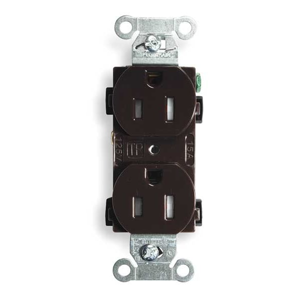 Hubbell 15A Duplex Receptacle 125VAC 5-15R BN - BR15TR
