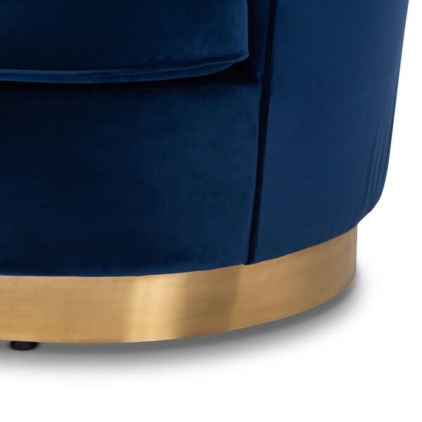 Baxton Studio Nevena Glam Royal Blue Velvet Upholstered Gold-Finished Sofa - 152-9265