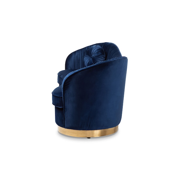 Baxton Studio Nevena Glam Royal Blue Velvet Upholstered Gold-Finished Sofa - 152-9265