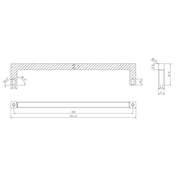 Richelieu Lambton Collection 7 9/16-inch (192 mm) Matte Black Modern Rectangular Cabinet Pull - BP873192900