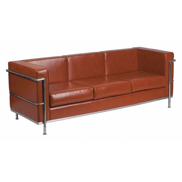 Flash Furniture Cognac Leather Sofa, 28-1/2" x 27-1/2" - ZB-REGAL-810-3-SOFA-COG-GG