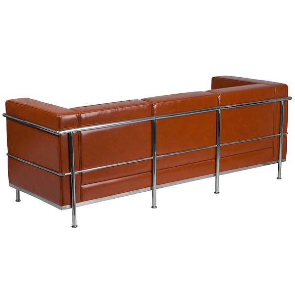 Flash Furniture Cognac Leather Sofa, 28-1/2" x 27-1/2" - ZB-REGAL-810-3-SOFA-COG-GG