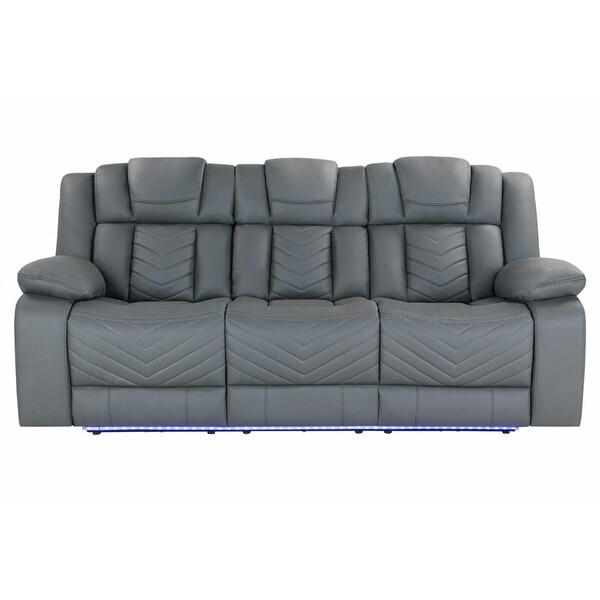 Global Furniture Usa U7068 GREY 10 POWER RECLINING SOFA WITH DDT, WC AND LED - 5736