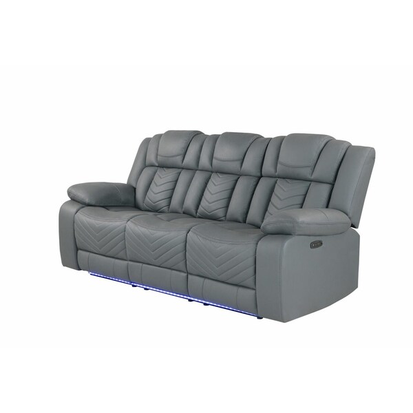 Global Furniture Usa U7068 GREY 10 POWER RECLINING SOFA WITH DDT, WC AND LED - 5736