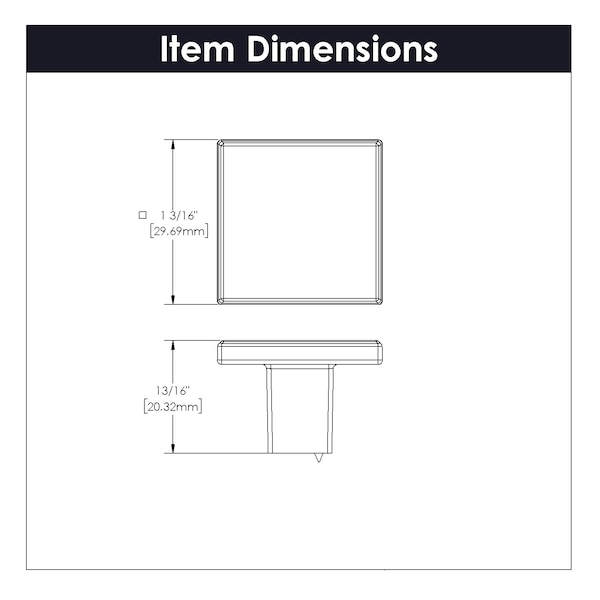 Heritage Designs Contemporary Knob 1316 Inch Square Matte Black Finish, 10PK - R077756MBX10B